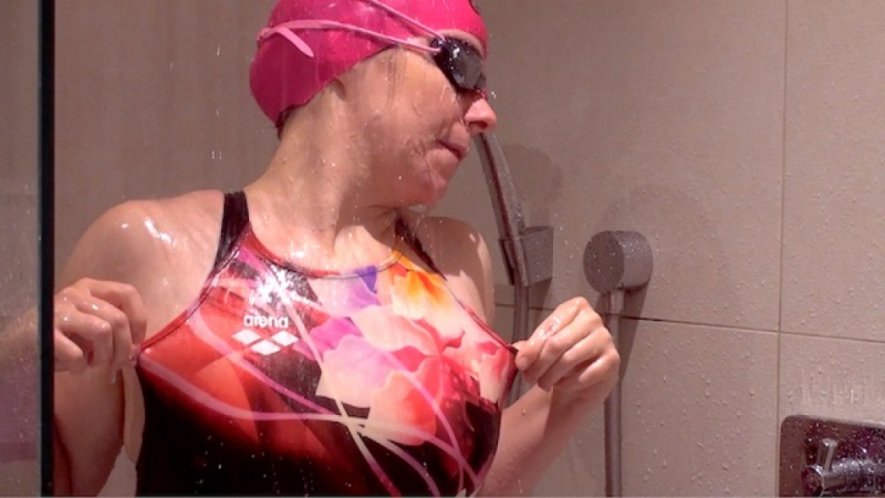 Tight japanese flower swimsuit blow and ****ed