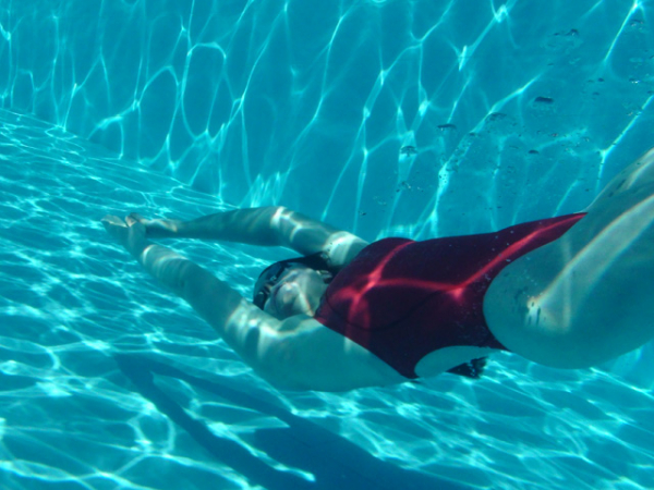 ****ed in a red swimsuit